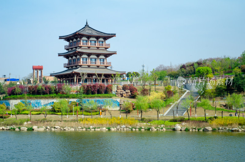 春天的渭南南湖公园湖上风景