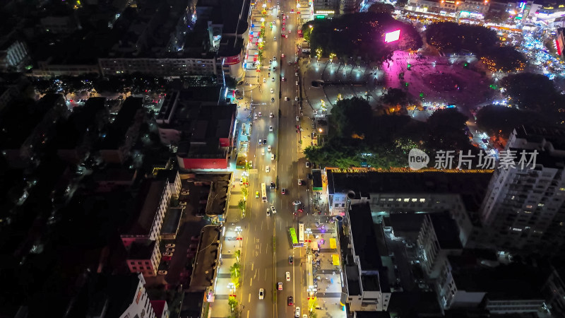 四川德阳城市夜景交通 航拍图