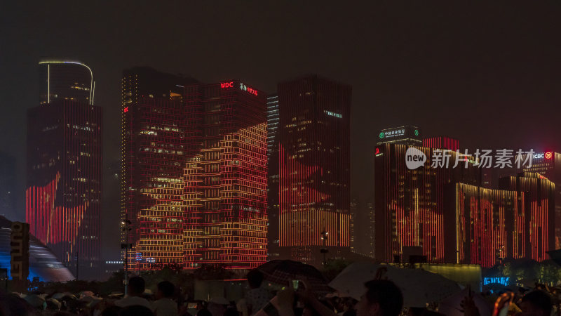 杭州钱江新城城市阳台夜景