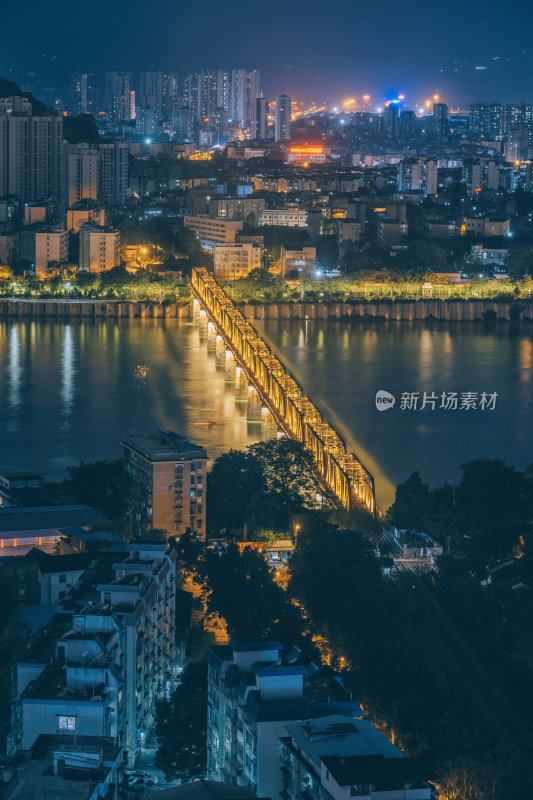 广西柳州铁桥-铁路桥夜景