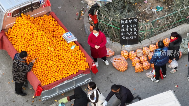 豫西农村腊月集市航拍