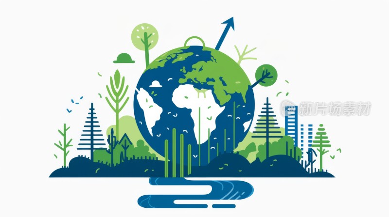 绿色生态环保地球插画