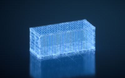 工业集装箱科技概念3D渲染