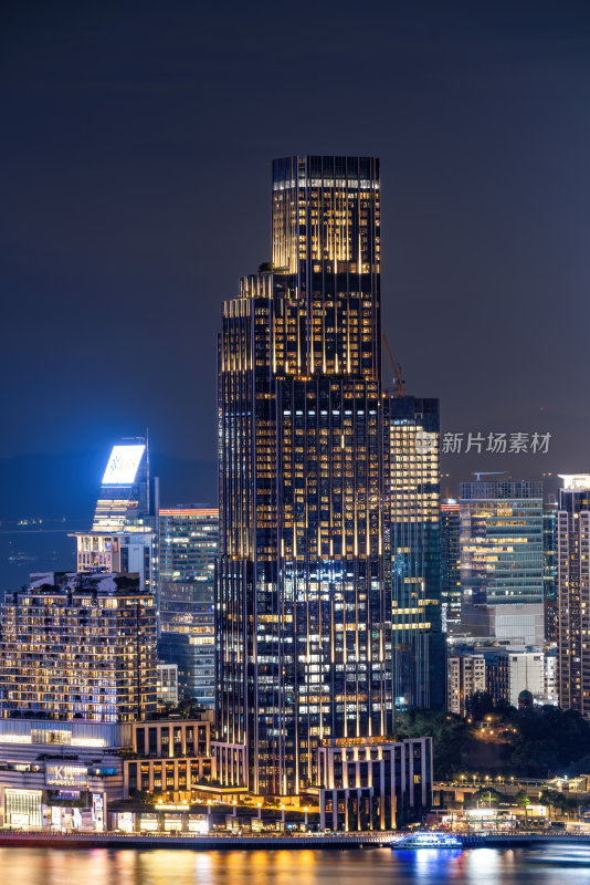 香港维多利亚港CBD中环日落夜景繁华都市