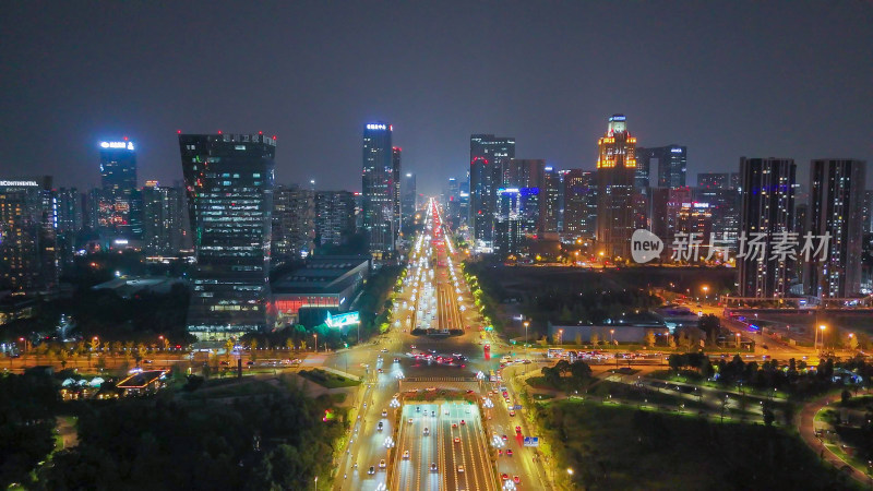 航拍成都天府新城CBD夜景摄影图