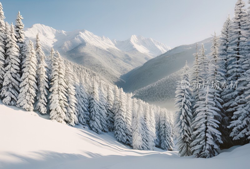 冬季森林白雪覆盖风景