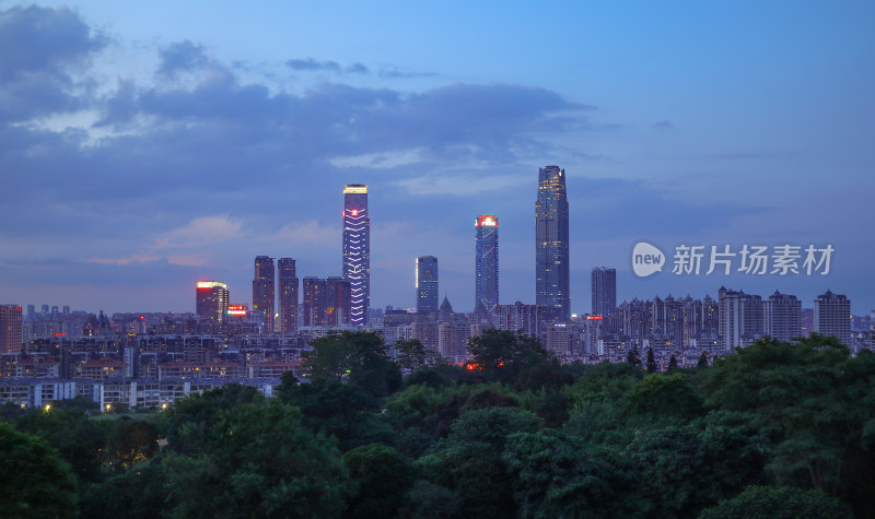 广西南宁东盟商务区城市风光建筑夜景