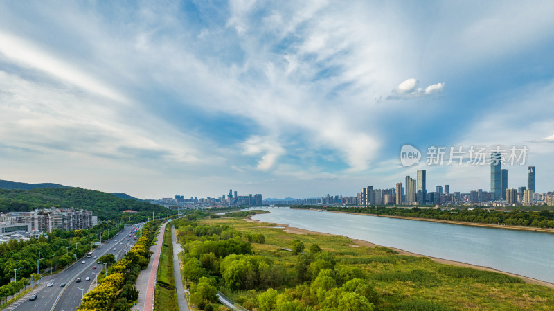 湖南长沙湘江橘子洲景区与湘江风光