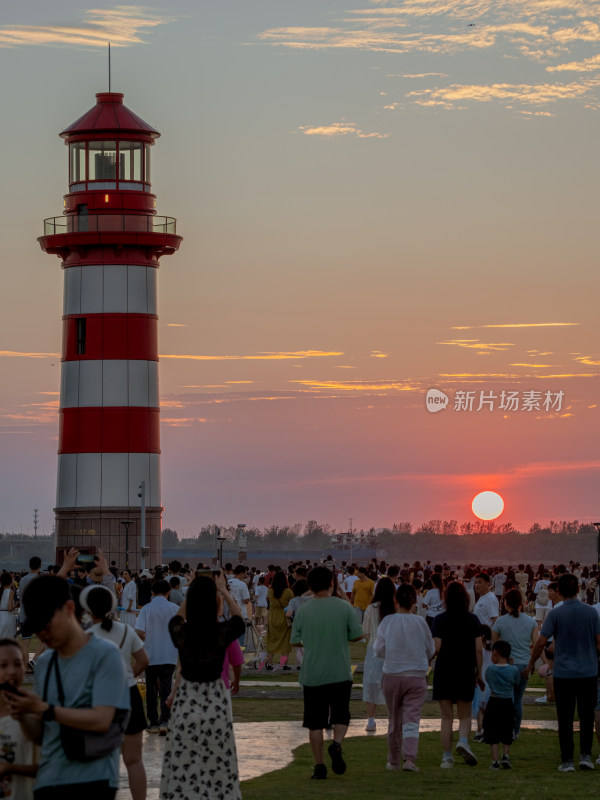 南京鱼嘴湿地夕阳日落景色