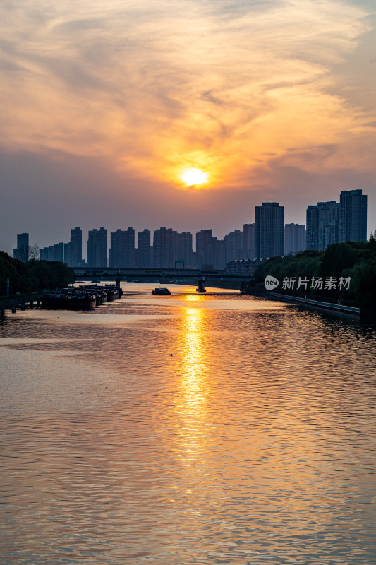 上海嘉定安亭苏州河吴淞江吴淞揽胜黄昏夕阳