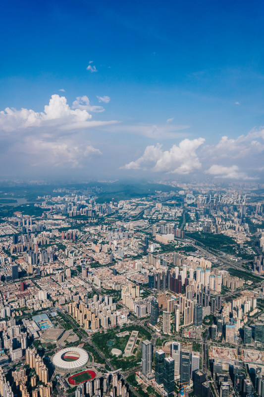 飞机航拍深圳市区城景