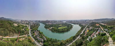 广西百色城市风光百色起义纪念园全景图航拍