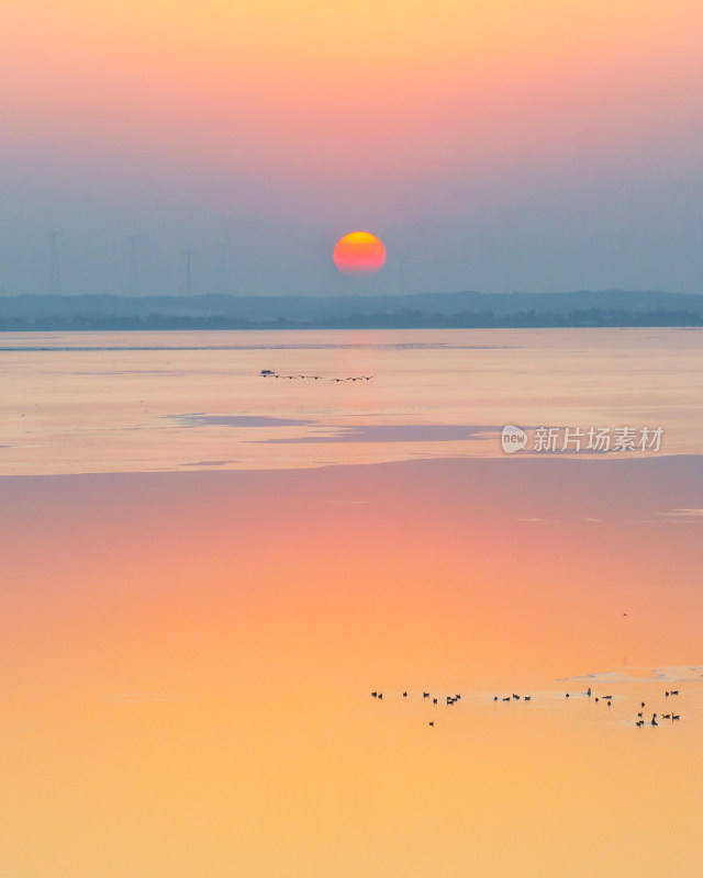 夕照升金湖