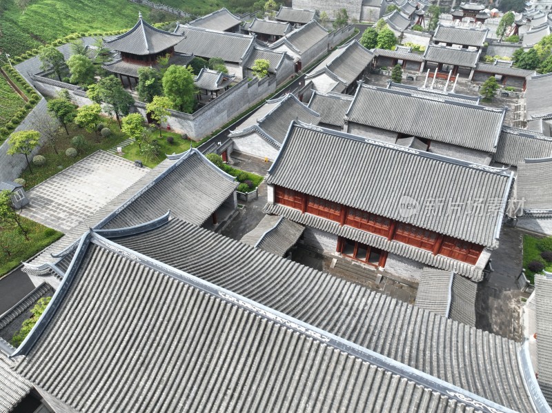 俯瞰古建筑群屋顶全景梧州明朝两广总督府
