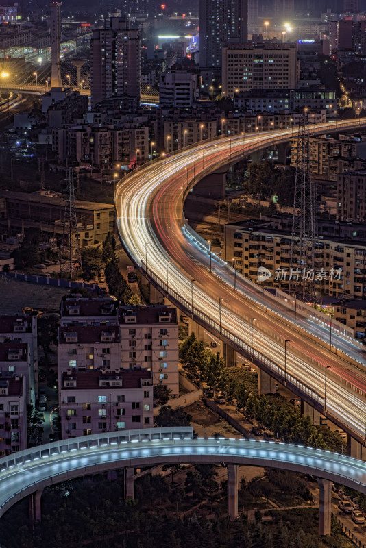 郑州高架桥城市交通夜景风光