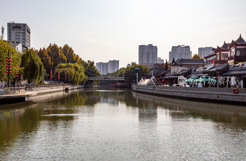 济宁老运河古运河城市河流景观城市建筑倒影