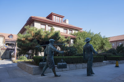 烟台朝阳街老城区历史建筑群城市风光