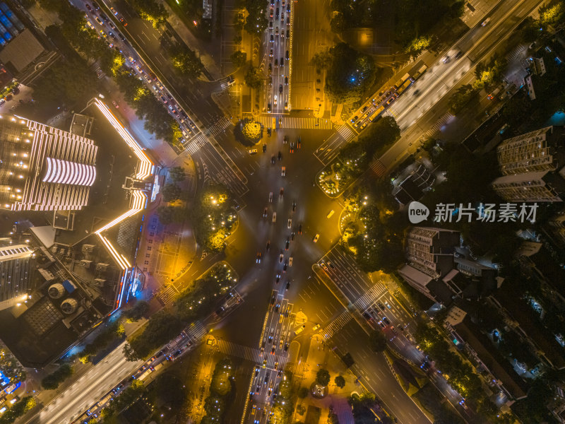 航拍陆家嘴交通夜景