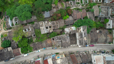 城市破旧老城区房屋建筑航拍