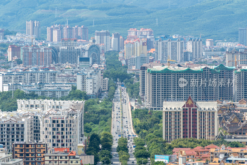 景洪市城市风光高视角