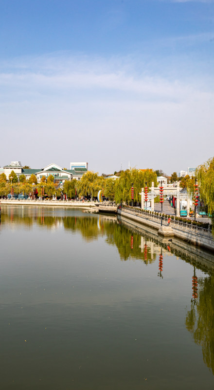 济宁老运河古运河城市河流景观城市建筑倒影