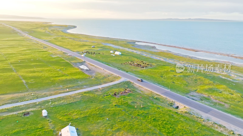 青海湖环湖公路航拍