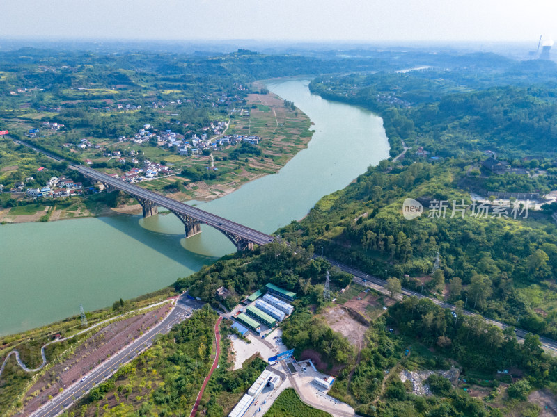 自然风光山川河流航拍图