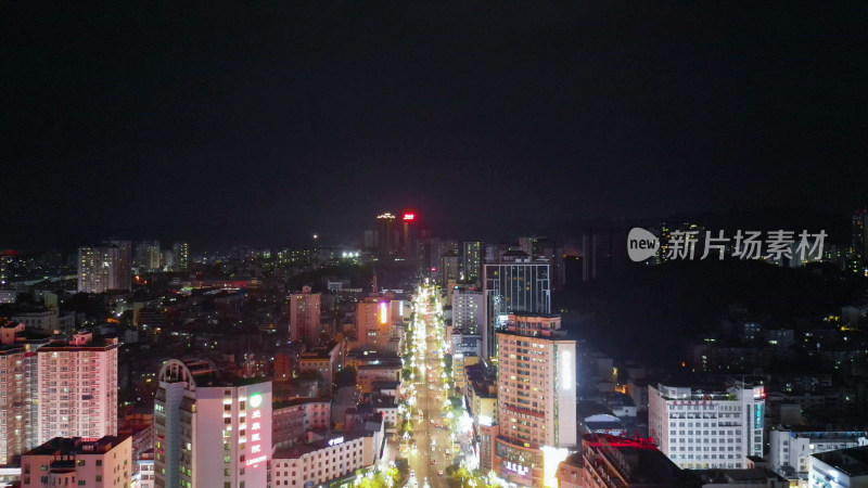 航拍贵州凯里大十字凯里夜景