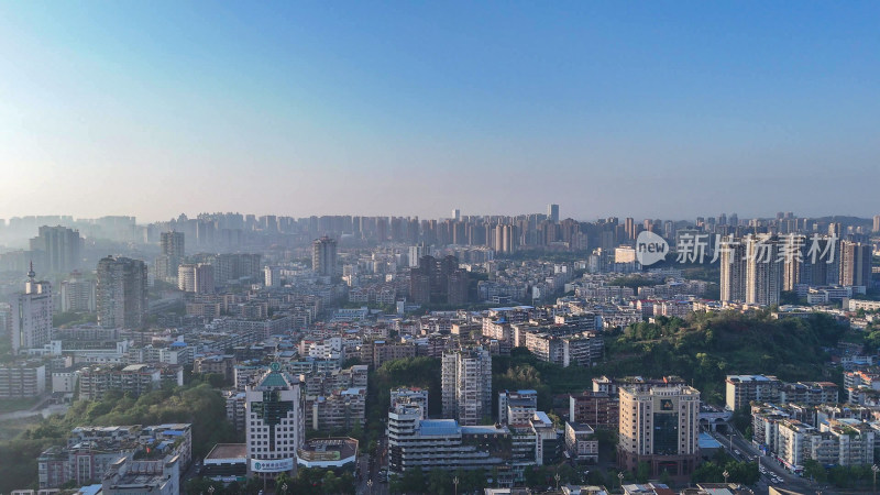 航拍四川自贡大景自贡城市建设摄影图