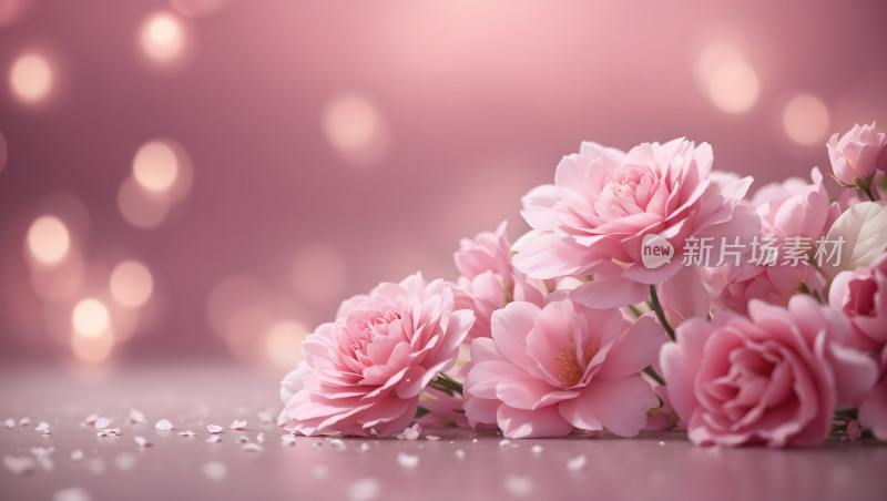 浪漫唯美美丽粉色鲜花特写背景