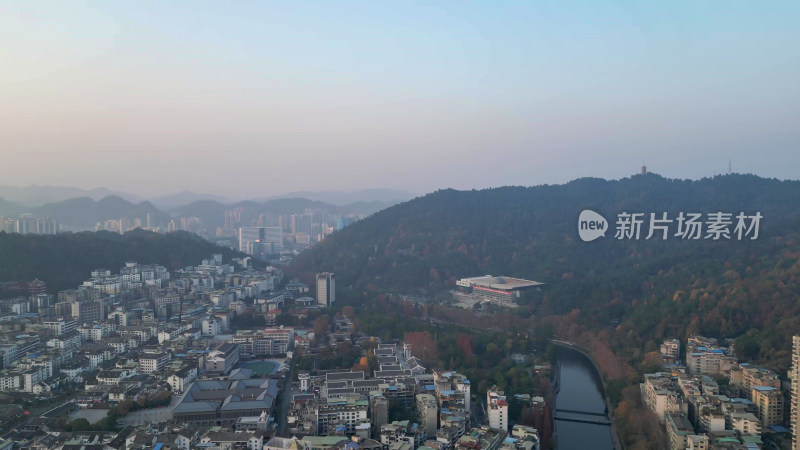 航拍贵州遵义红花岗区城市建设