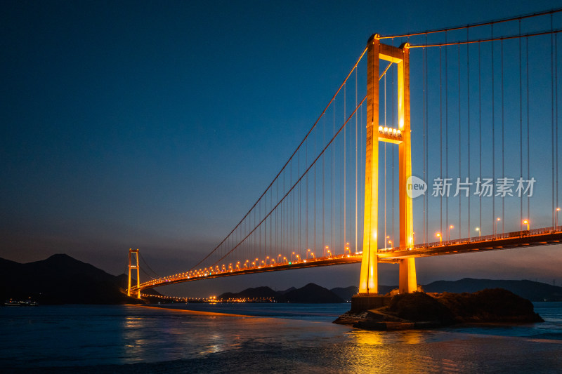 西堠门大桥夜景 舟山 跨海大桥 桥梁