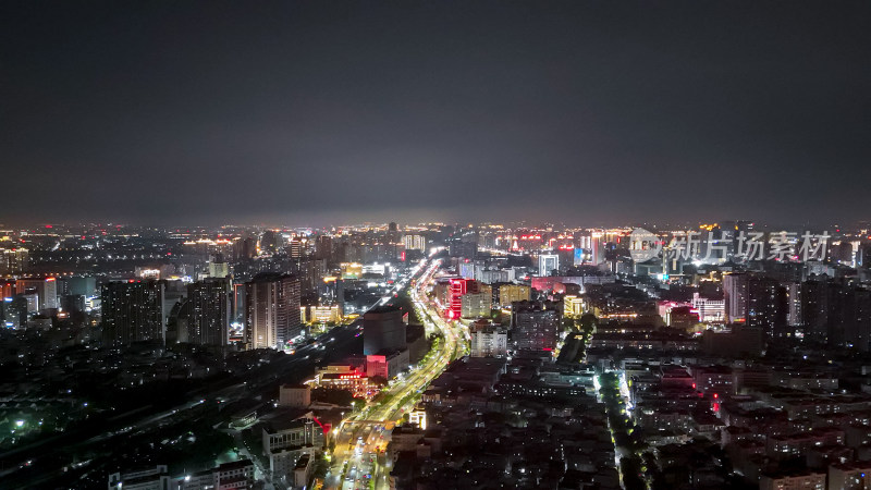 泉州城市夜景灯光航拍图