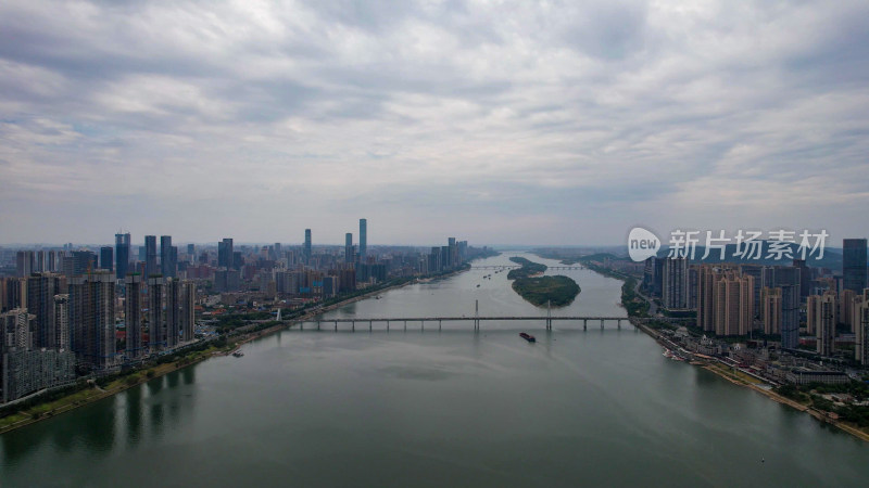 航拍湖南长沙城市大景