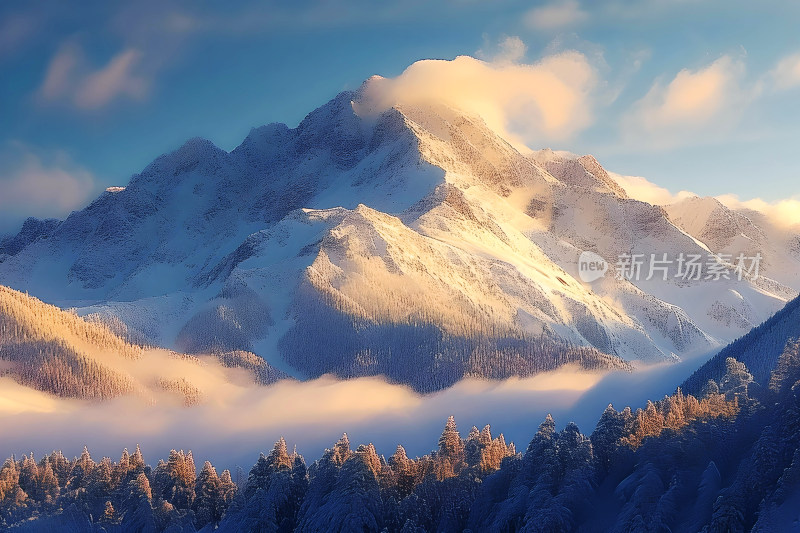 雪山风景冬天天空户外