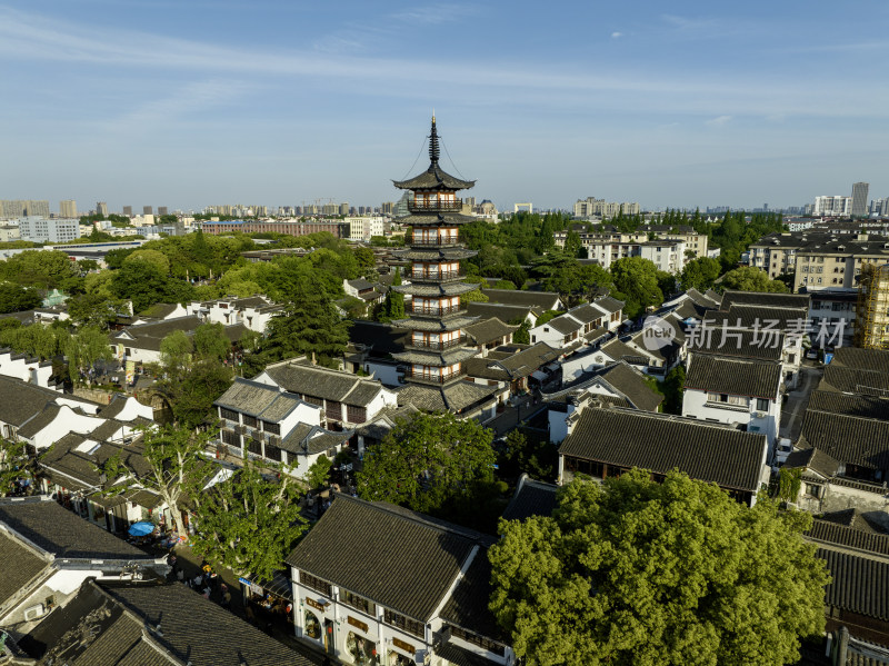 上海嘉定法华塔地标建筑航拍