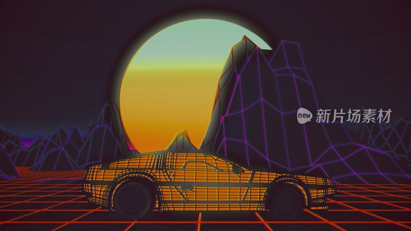 赛博朋克风格汽车风景图
