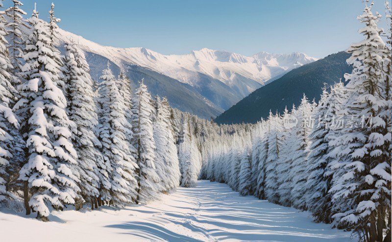 冬季森林白雪覆盖风景