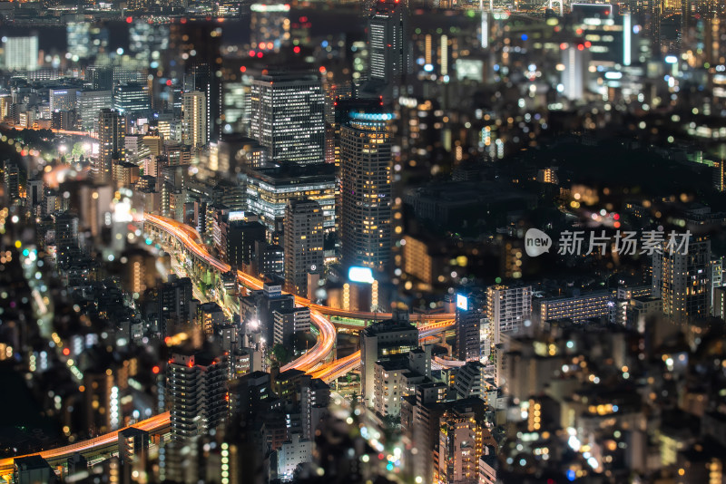 日本东京六本木之丘俯瞰东京市夜晚全景