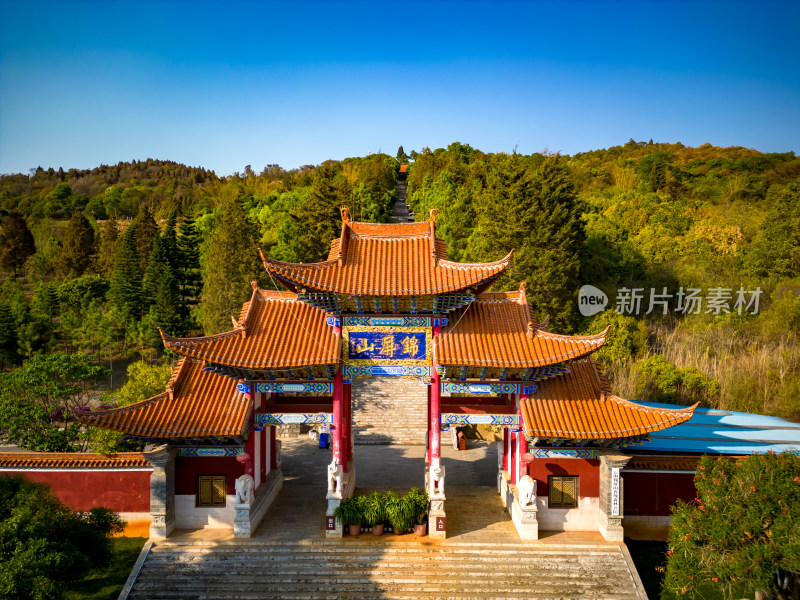 云南红河州弥勒市锦屏山4a景区航拍摄影图