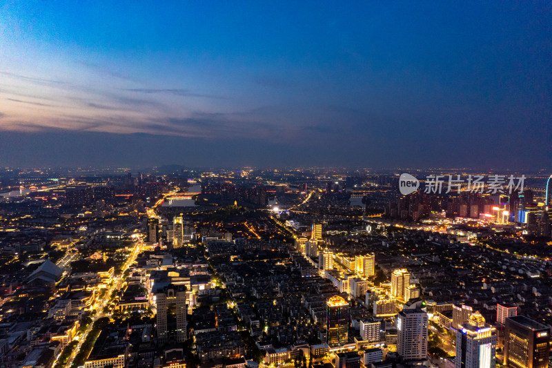 绍兴城市夜景航拍图