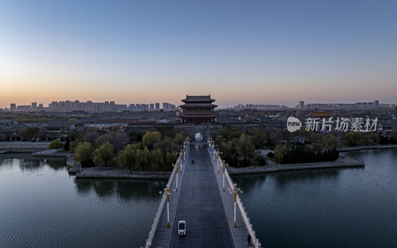 山东省聊城市东昌府区聊城古城航拍