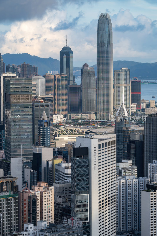 香港维多利亚港CBD中环夜景日出繁华都市