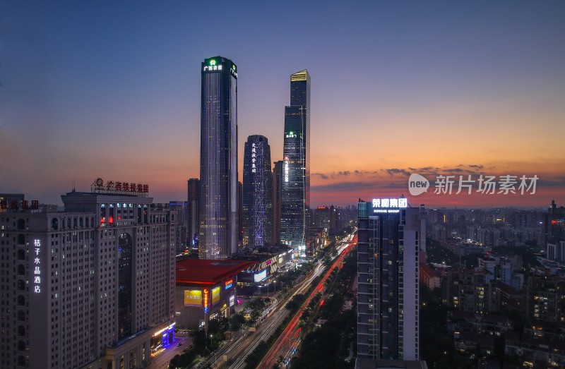 广西南宁东盟商务区城市风光建筑夜景