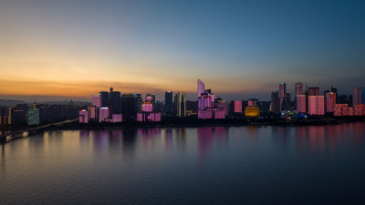 杭州钱江新城城市阳台夜景