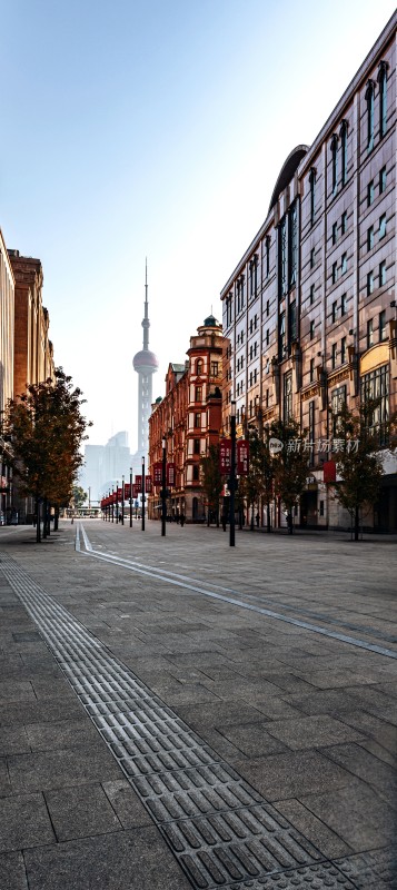 上海南京路街道与东方明珠远景