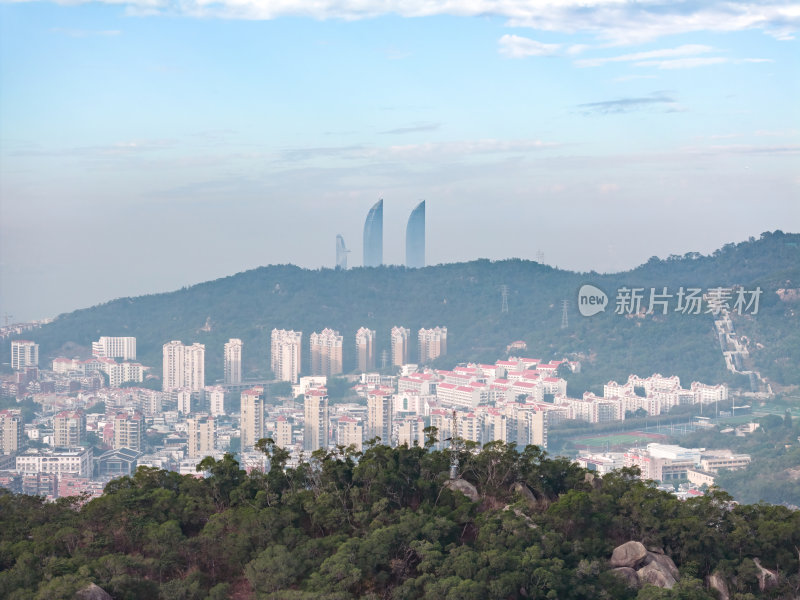 福建厦门观海山公园圆形栈道航拍