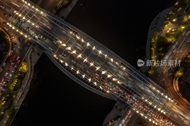 天津海河直沽桥城市夜景航拍航拍