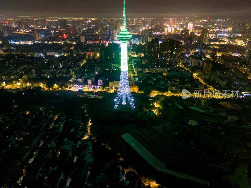 德阳城市大景夜景灯光航拍图