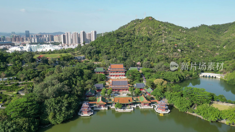 航拍广东珠海圆明新园